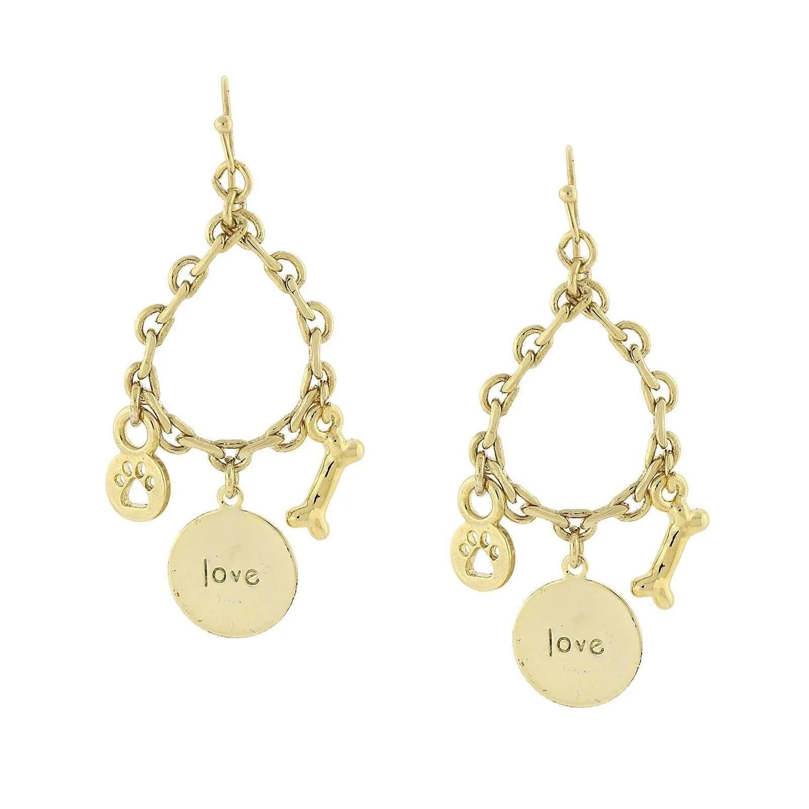 1928 Jewelry Live Love Rescue Hope Paw Bone Drop Earrings