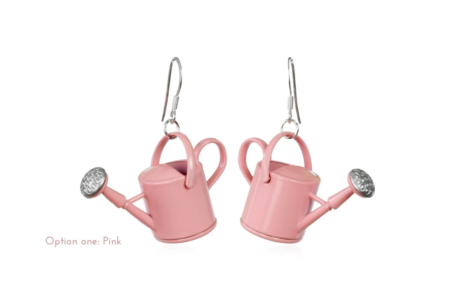 2prs Pink Watering Can Gardening Earrings, Quirky Jewelry