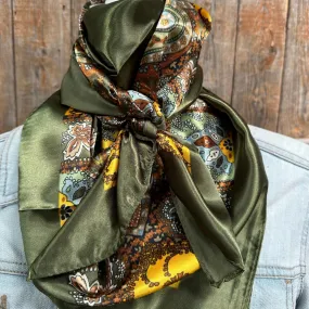 35X35 Olive Tone Paisley Wild Rag