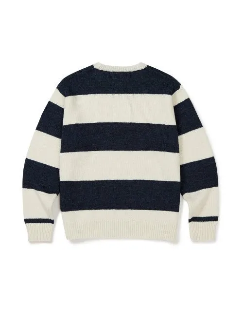 87MM  |Crew Neck Stripes Unisex Blended Fabrics Street Style