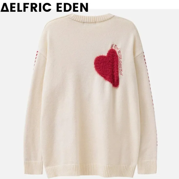 Aelfric Eden  |Heart Unisex Street Style U-Neck Long Sleeves Logo Sweaters