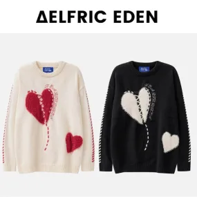 Aelfric Eden  |Heart Unisex Street Style U-Neck Long Sleeves Logo Sweaters