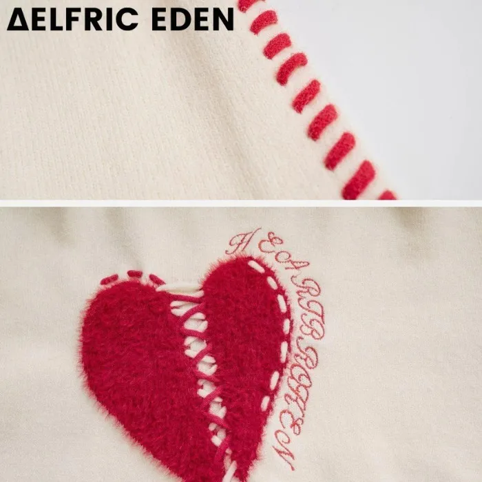 Aelfric Eden  |Heart Unisex Street Style U-Neck Long Sleeves Logo Sweaters