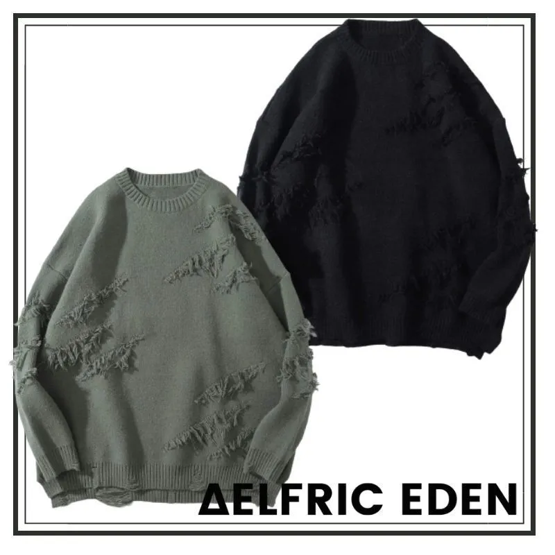 Aelfric Eden  |Unisex Street Style U-Neck Long Sleeves Plain Cotton