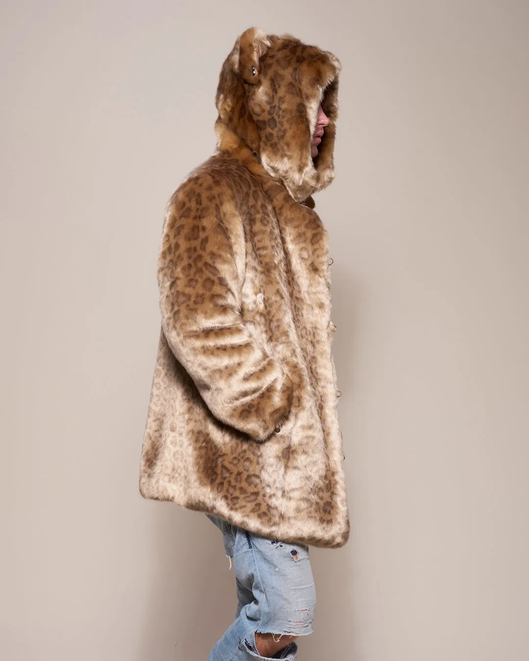 African Golden Cat Luxe Classic Faux Fur Coat | Men's