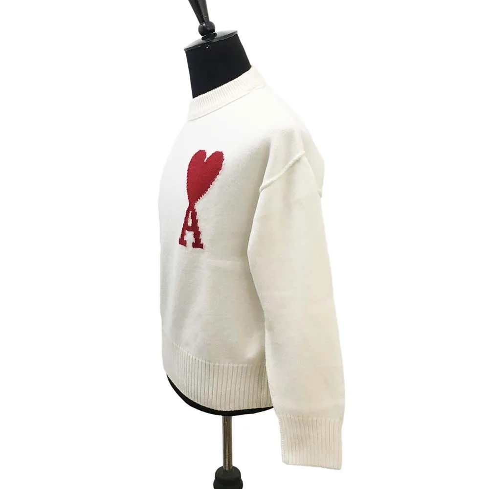 AMI PARIS  |Crew Neck Heart Unisex Wool Long Sleeves Logo Designers