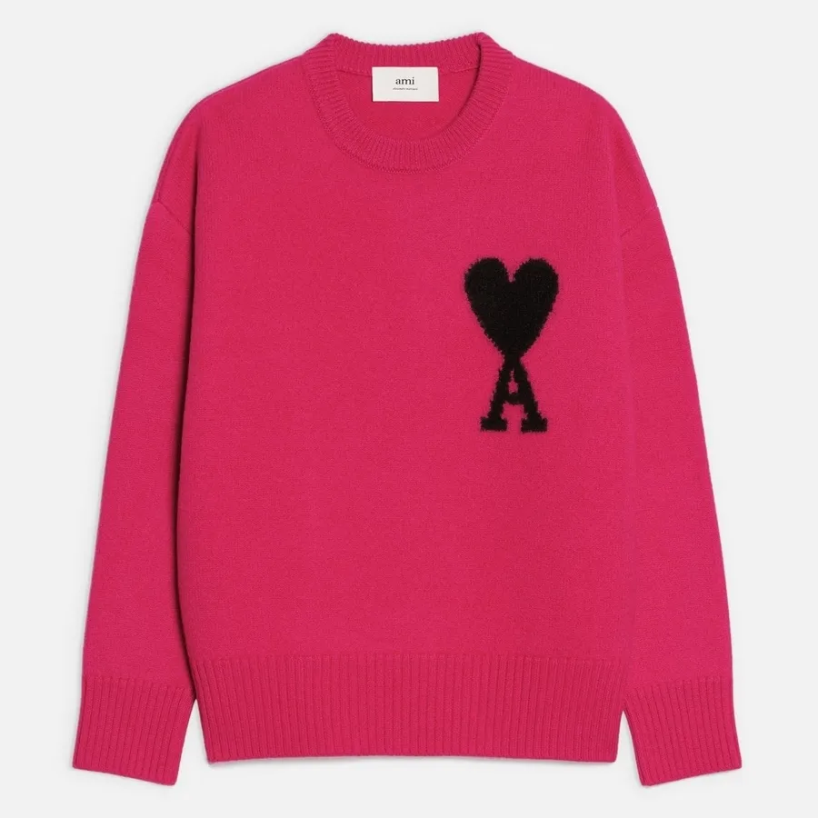 AMI PARIS  |Crew Neck Heart Unisex Wool Oversized Logo Designers