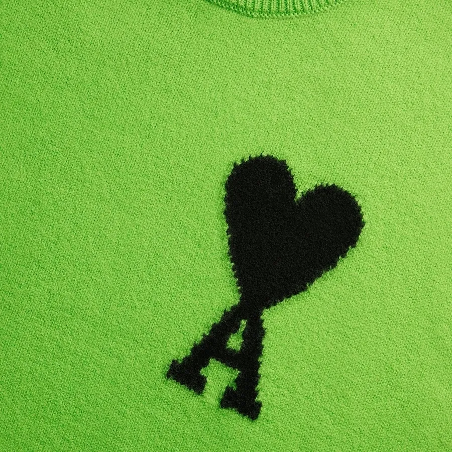 AMI PARIS  |Crew Neck Heart Unisex Wool Oversized Logo Designers