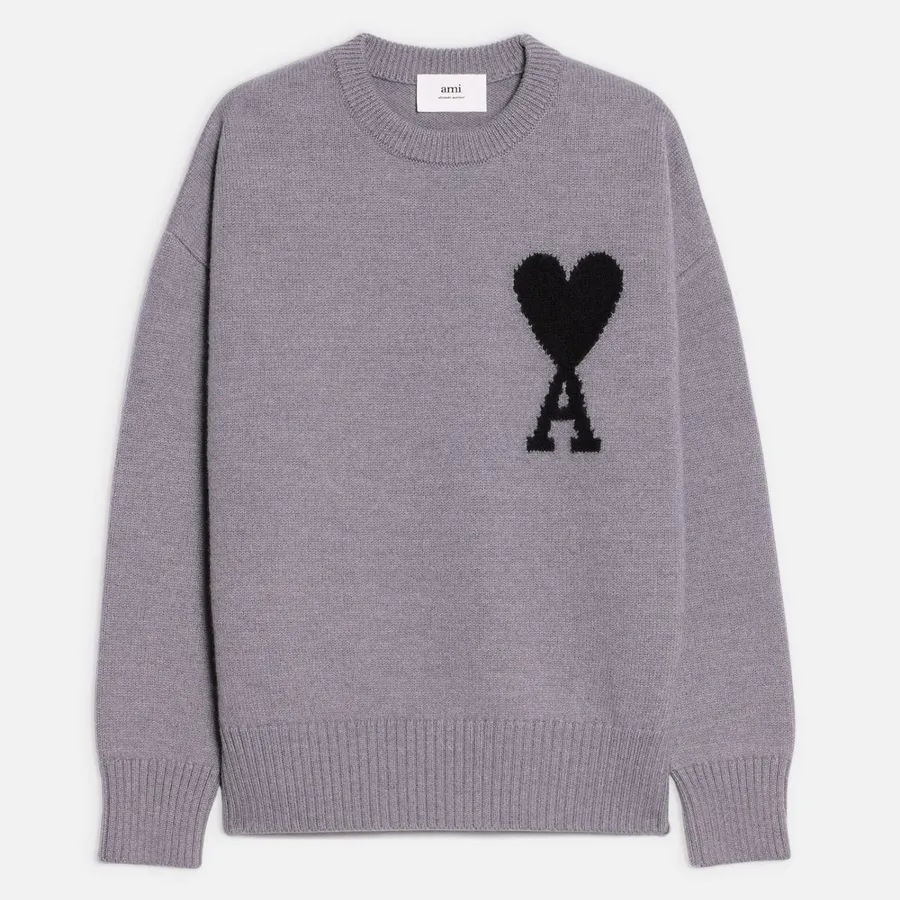 AMI PARIS  |Crew Neck Heart Unisex Wool Oversized Logo Designers