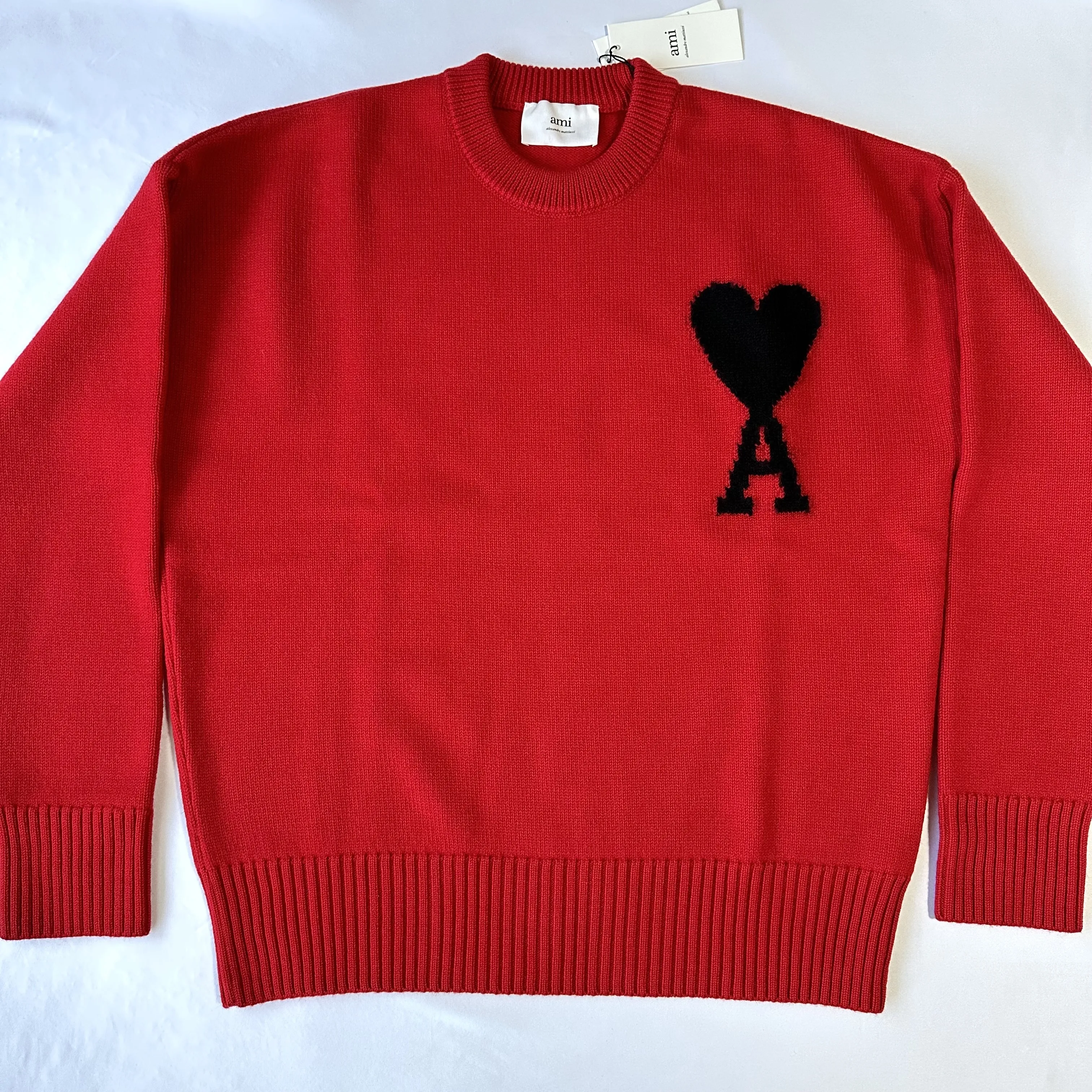 AMI PARIS  |Crew Neck Heart Unisex Wool Oversized Logo Designers