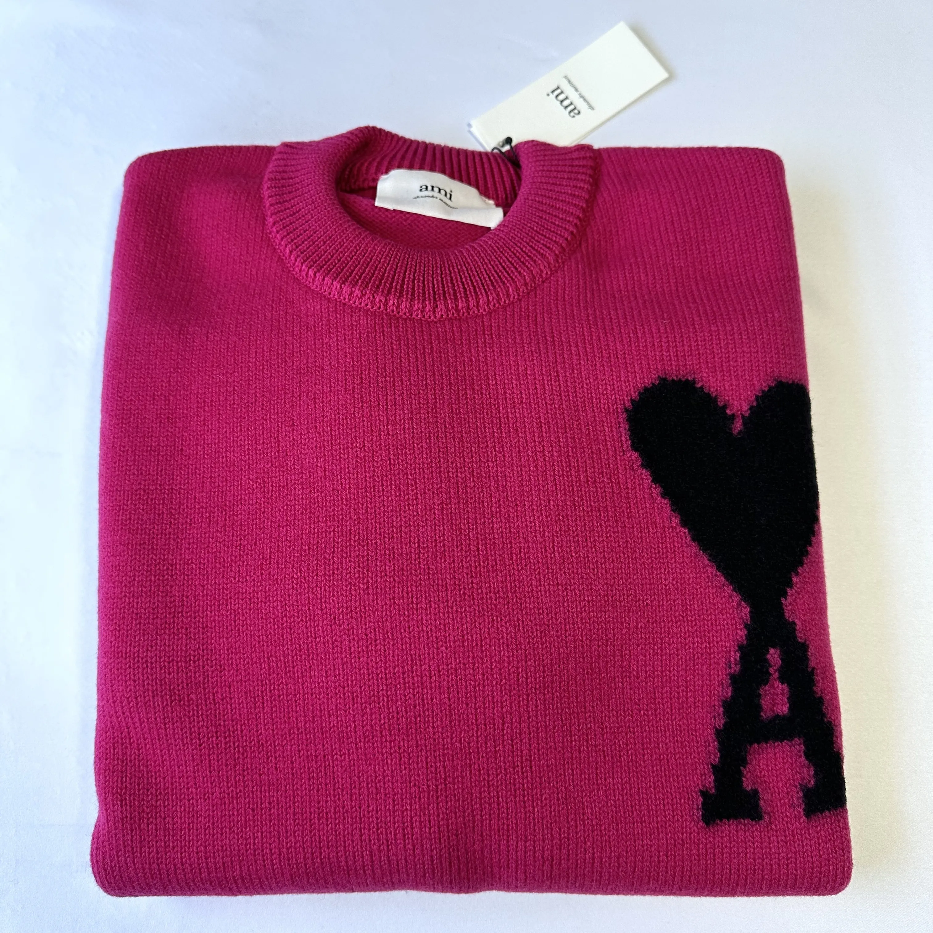 AMI PARIS  |Crew Neck Heart Unisex Wool Oversized Logo Designers