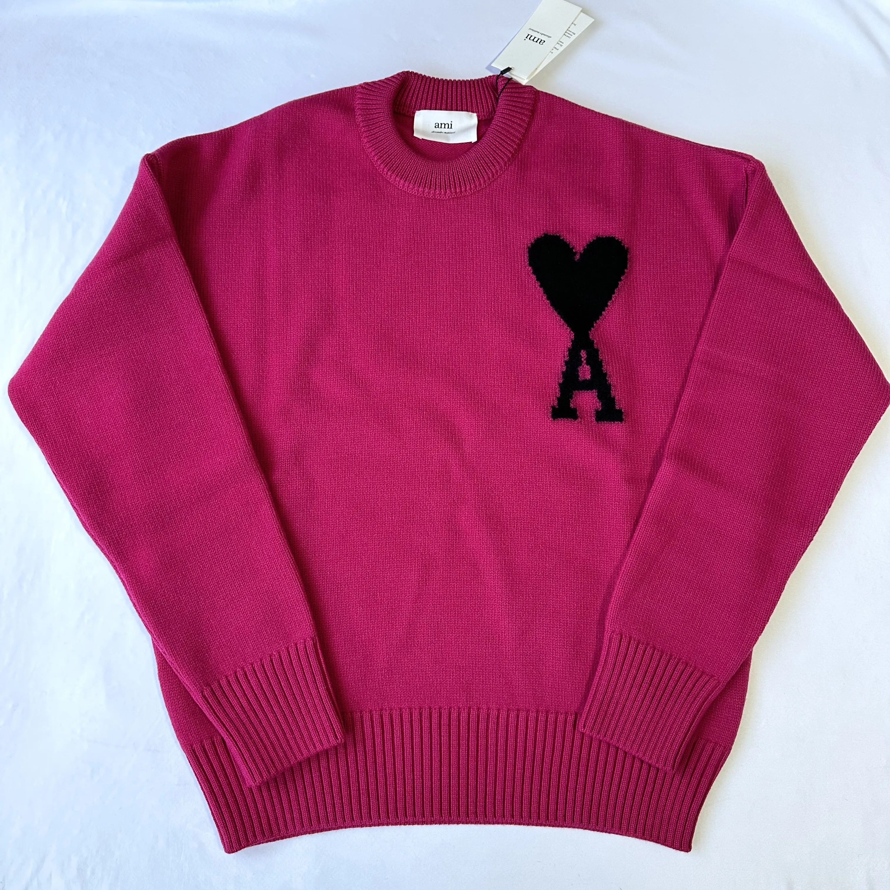 AMI PARIS  |Crew Neck Heart Unisex Wool Oversized Logo Designers