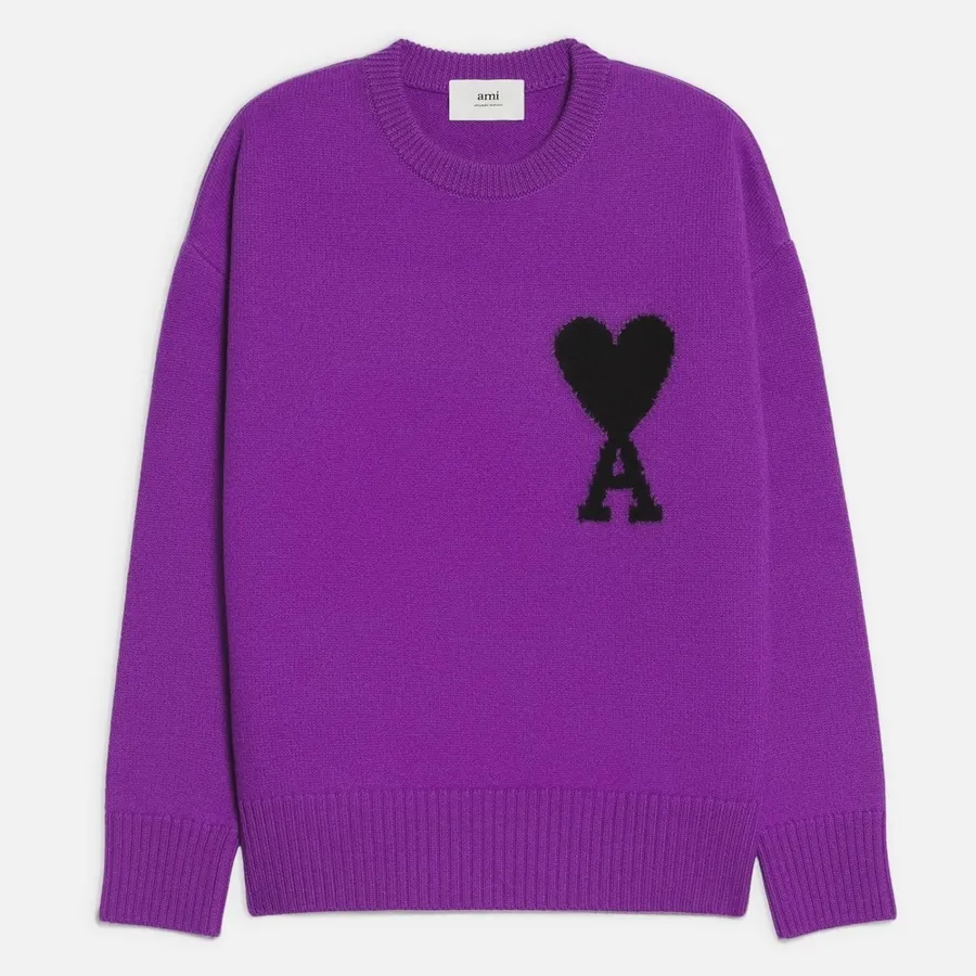 AMI PARIS  |Crew Neck Heart Unisex Wool Oversized Logo Designers