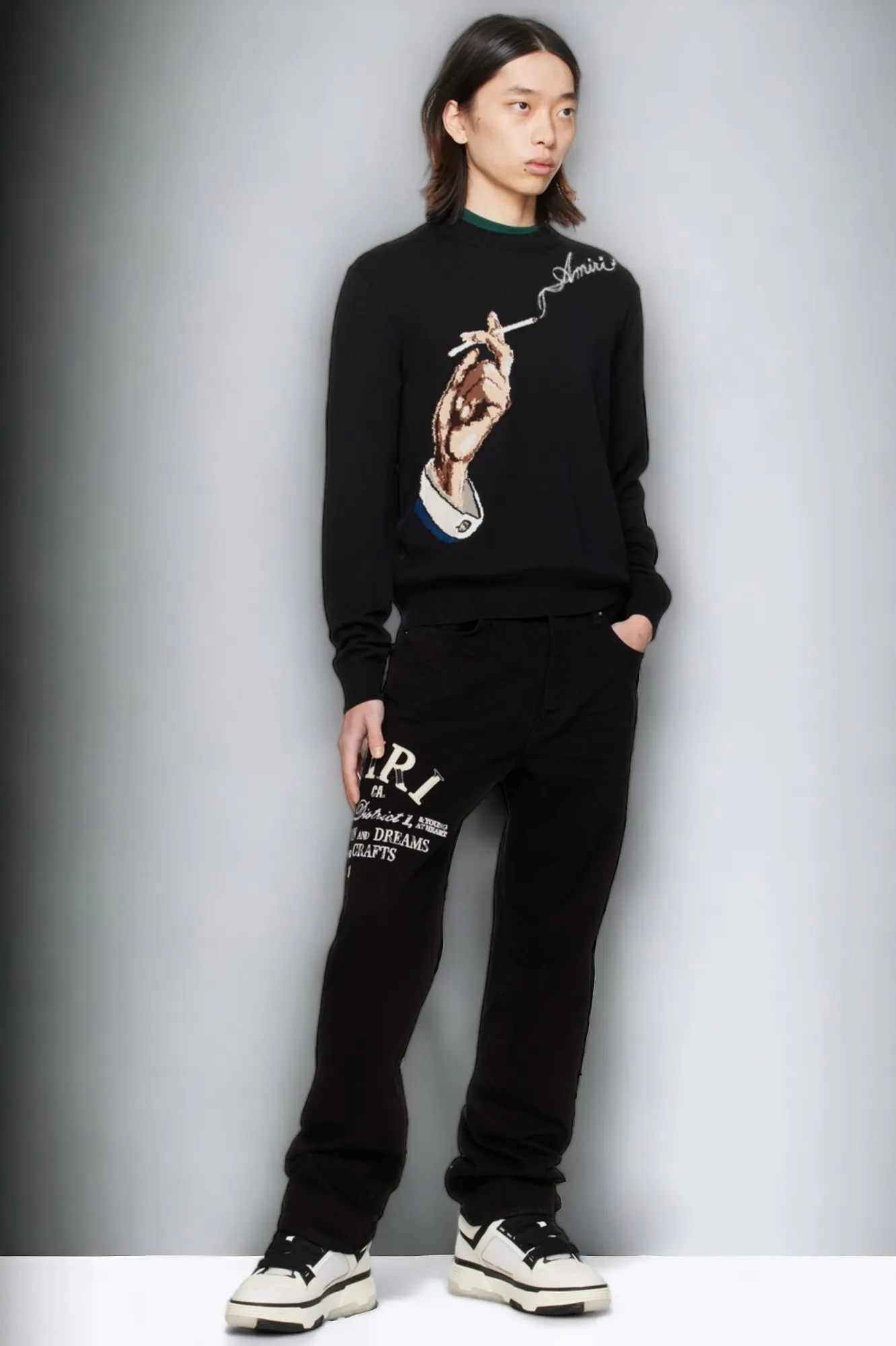 AMIRI  |Crew Neck Unisex Wool Street Style Long Sleeves Plain Cotton