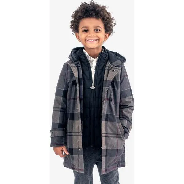 Appaman New Gotham Plaid Water And Wind-Resistant Coat, Grey