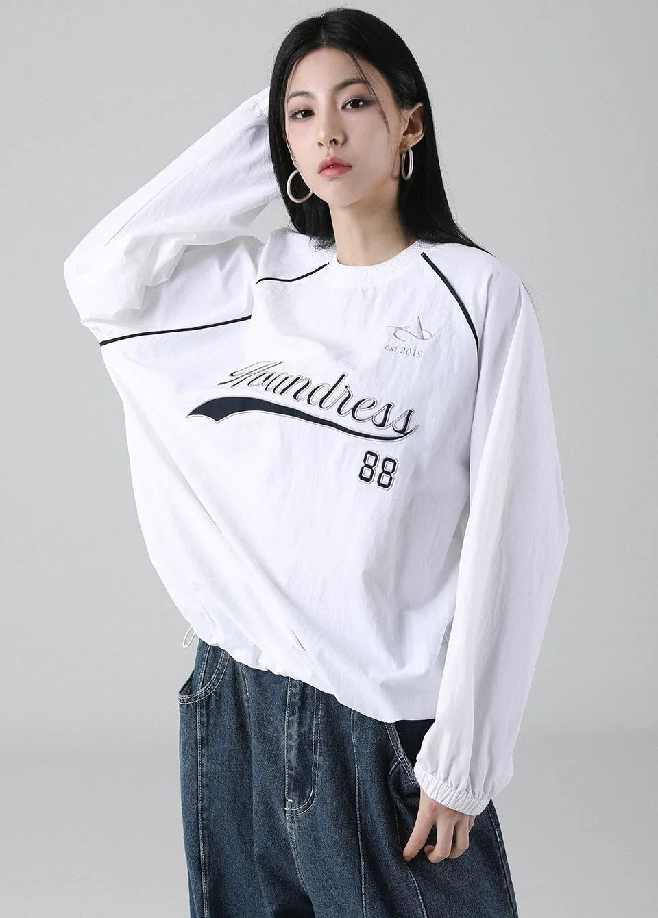 AVANDRESS  |Unisex Street Style Long Sleeves Plain Oversized Logo