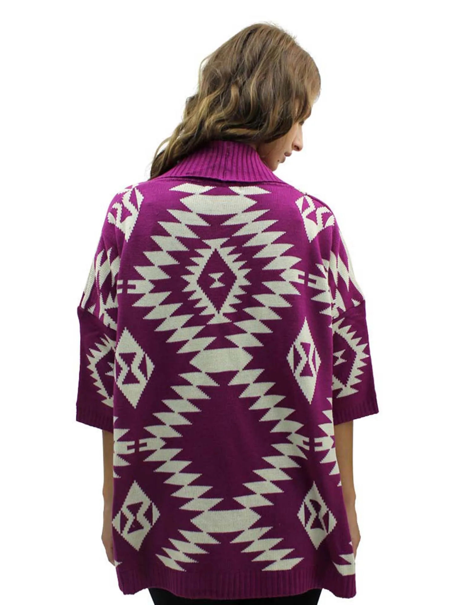 Aztec Print Open Front Cardigan Sweater