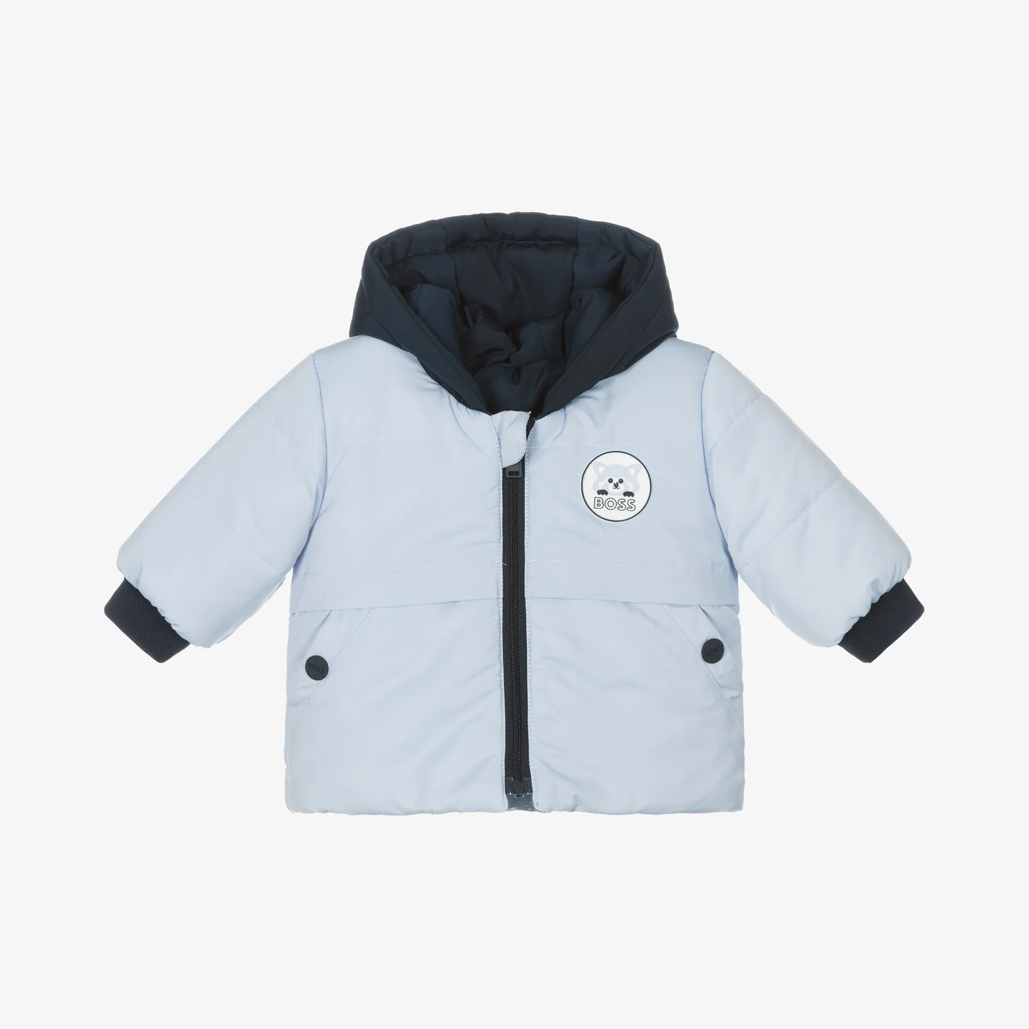 Baby Boys Blue Reversible Puffer Coat