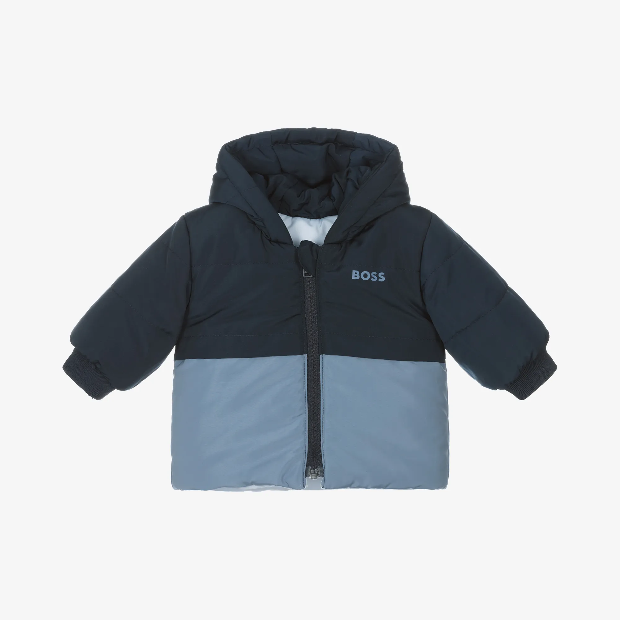 Baby Boys Blue Reversible Puffer Coat