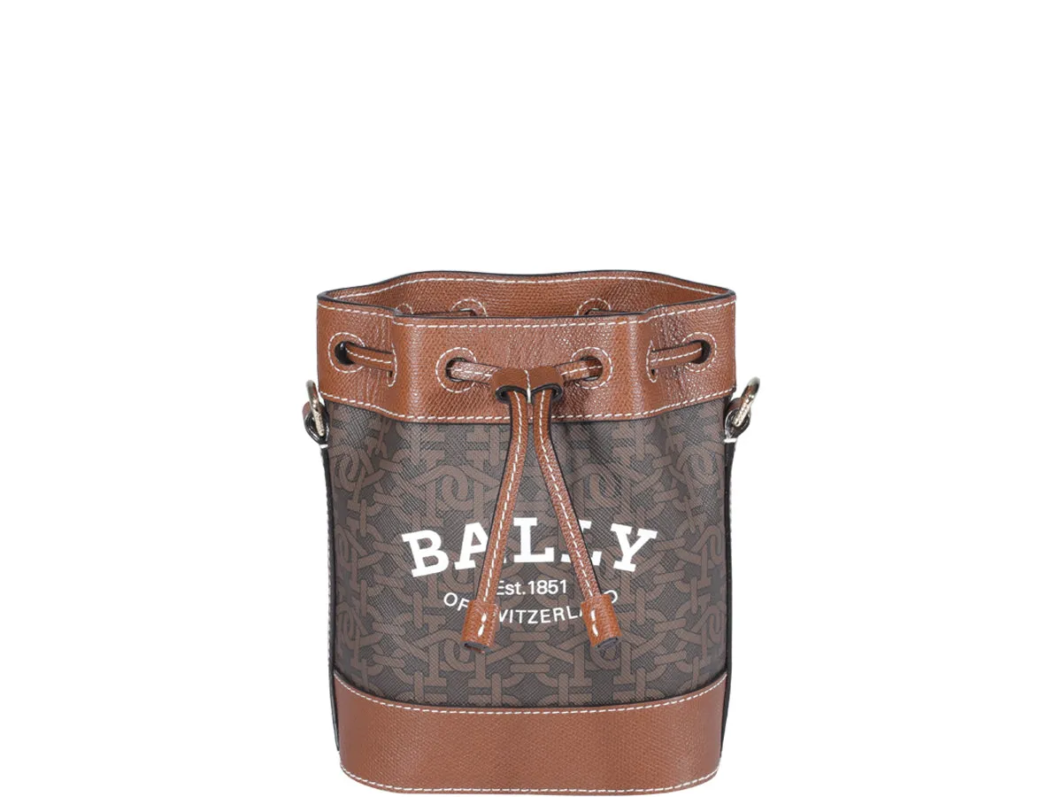 Bally Logo Printed Drawstring Bucket Bag