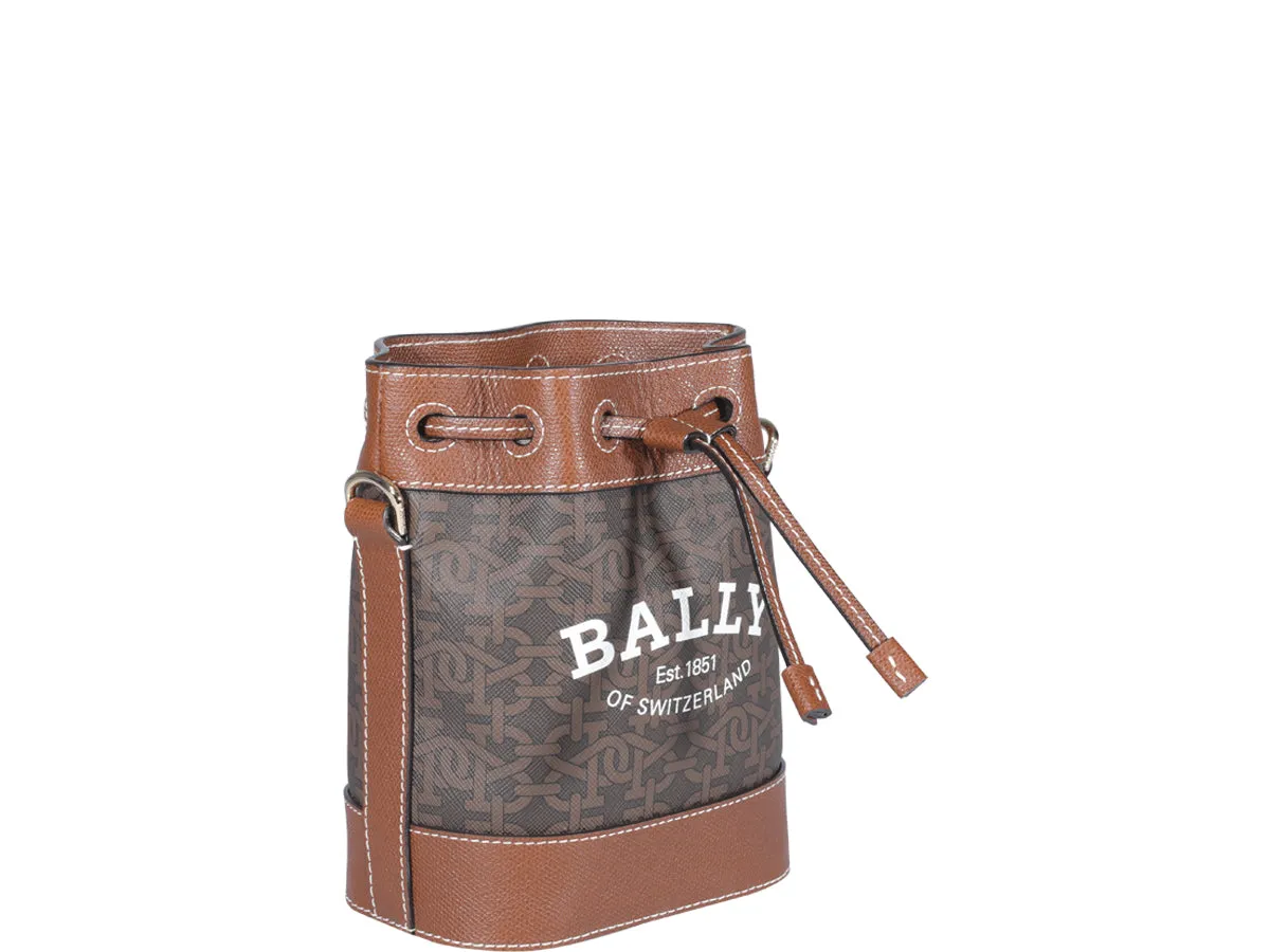 Bally Logo Printed Drawstring Bucket Bag