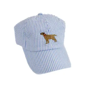 Blue Embroidered Seersucker Ball Cap - Dog