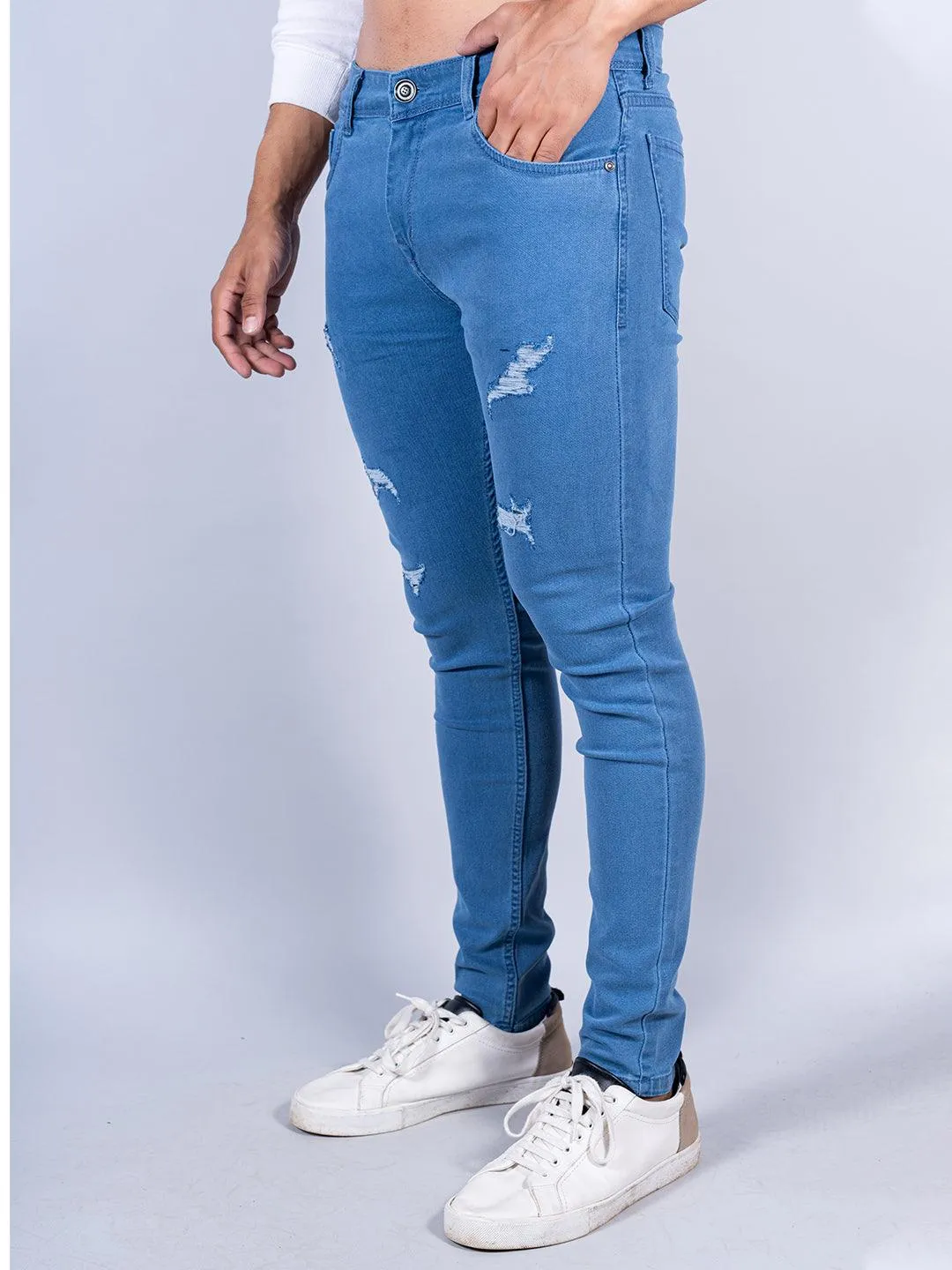 Blue Skinny Ankle Mens Jeans