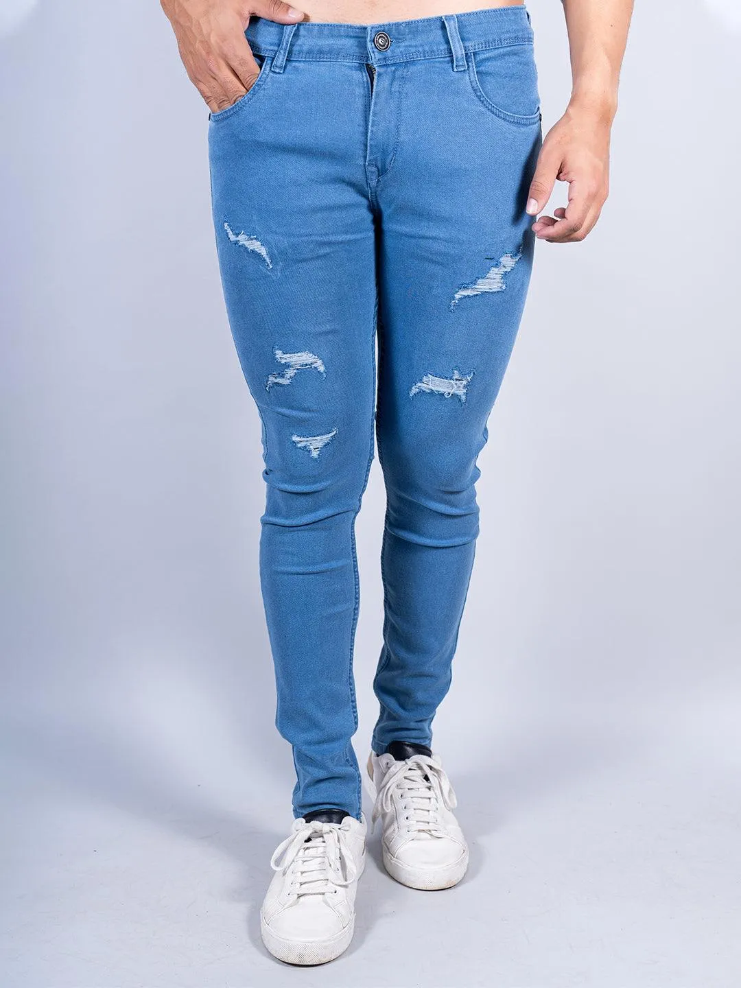 Blue Skinny Ankle Mens Jeans