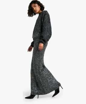 boohoo Womens Tall Tinsel Knit Sweater And Maxi Skirt Co Ord