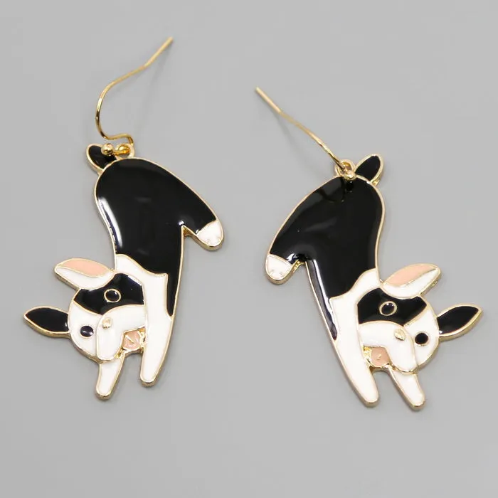 Boston Terrier Enamel Drop Earrings