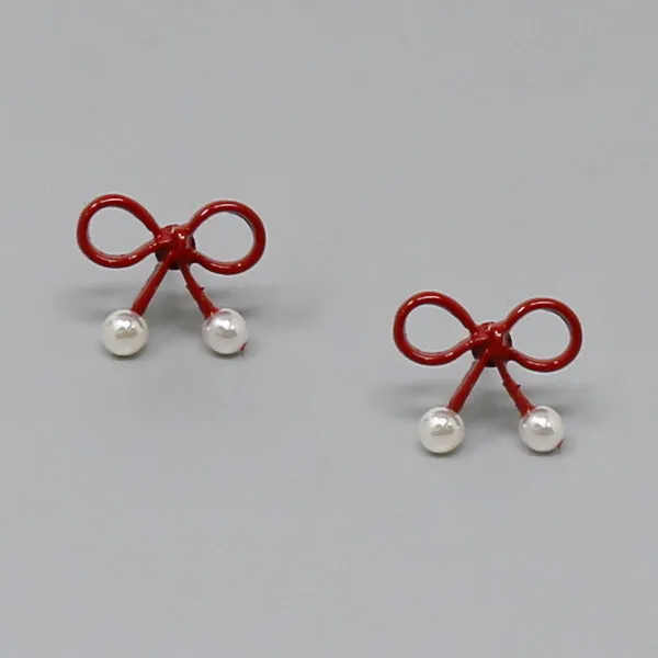 Bow Ribbon Stud Earrings