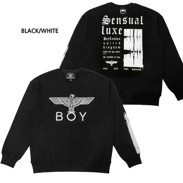 BOY LONDON  |Stripes Unisex Studded Street Style U-Neck Long Sleeves