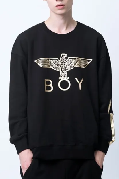 BOY LONDON  |Stripes Unisex Studded Street Style U-Neck Long Sleeves