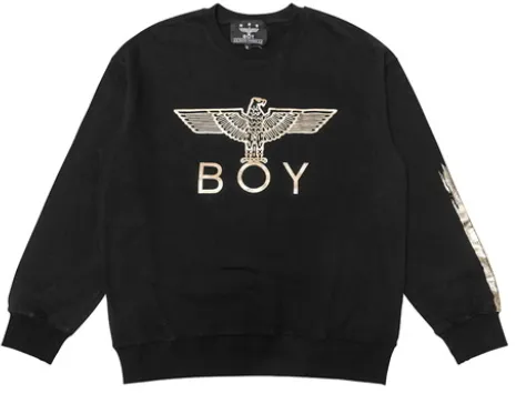 BOY LONDON  |Stripes Unisex Studded Street Style U-Neck Long Sleeves