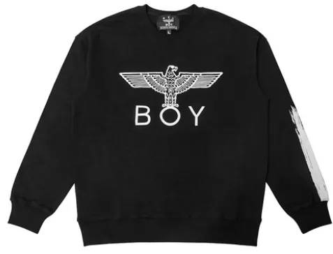 BOY LONDON  |Stripes Unisex Studded Street Style U-Neck Long Sleeves