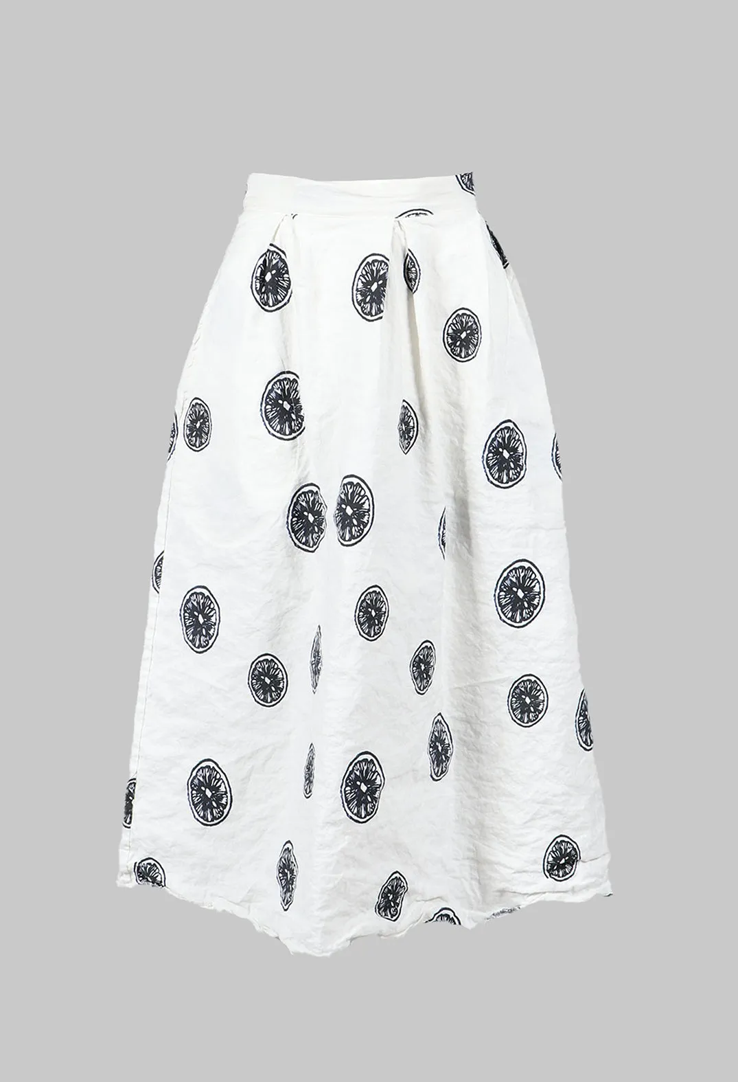 Citrus Print White Skirt