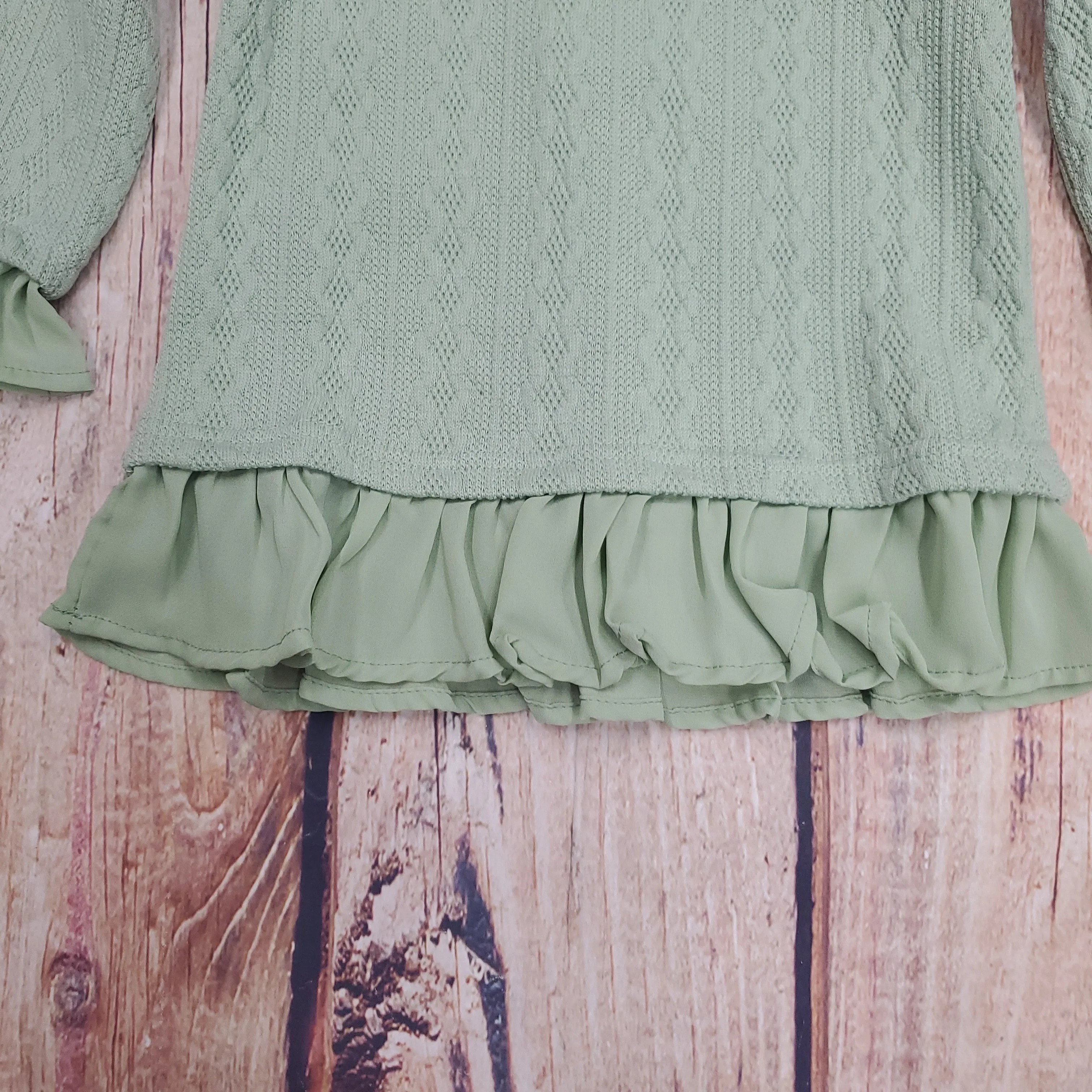 CLEARANCE ML KIDS GREEN RUFFLE DETAIL SWEATER