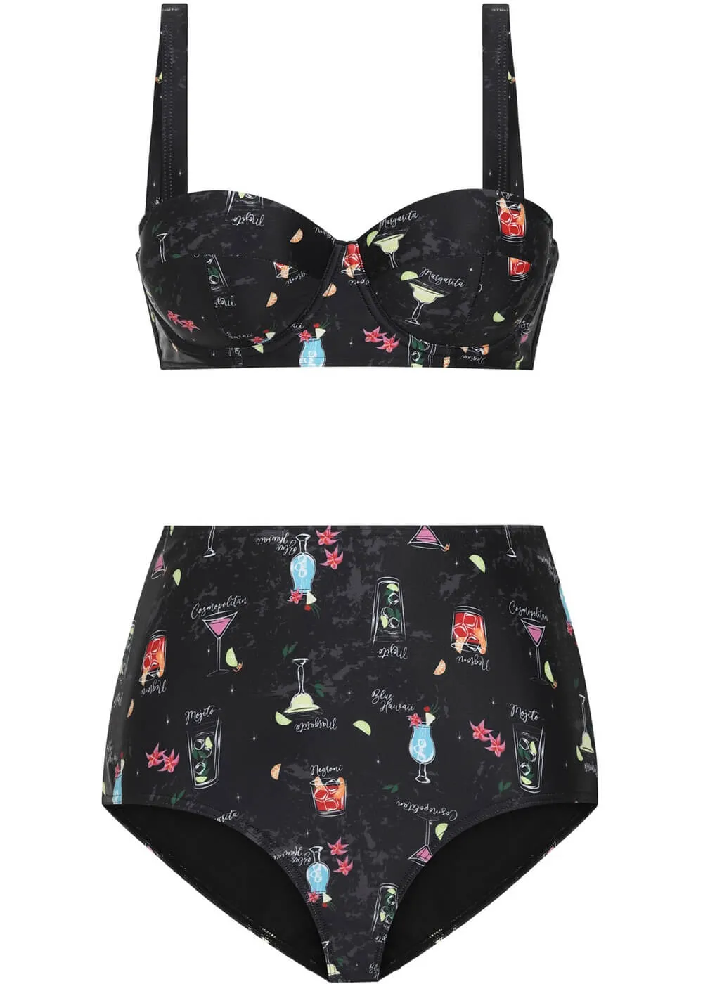 Collectif Cocktail Menu 50's Bikini Top Black