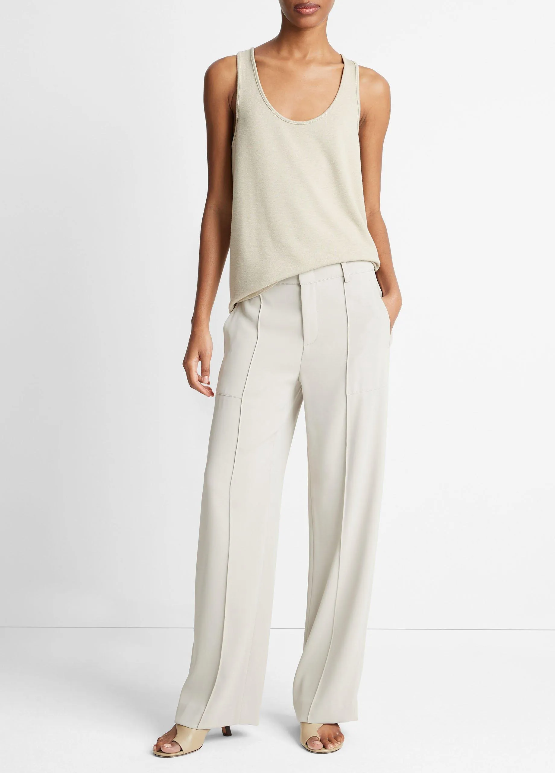 Crepe Wide-Leg Utility Pant