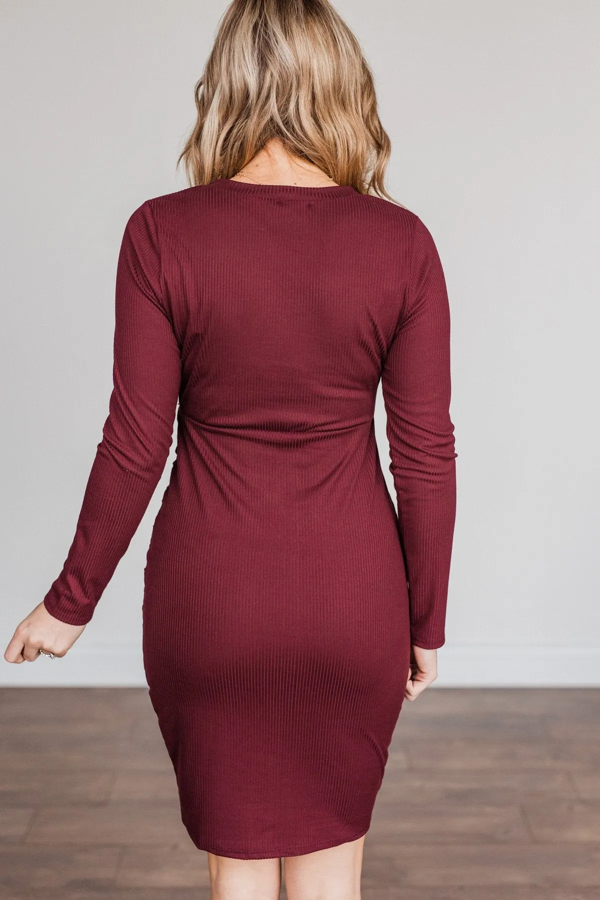 Divine Life Long Sleeve Dress- Wine