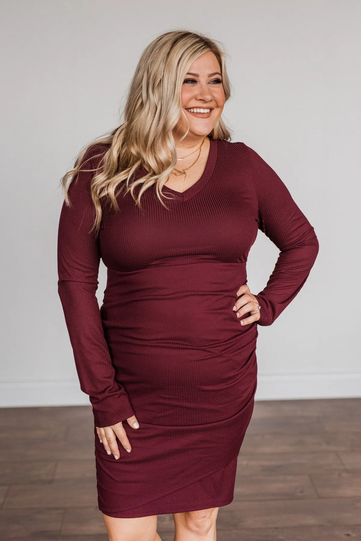 Divine Life Long Sleeve Dress- Wine