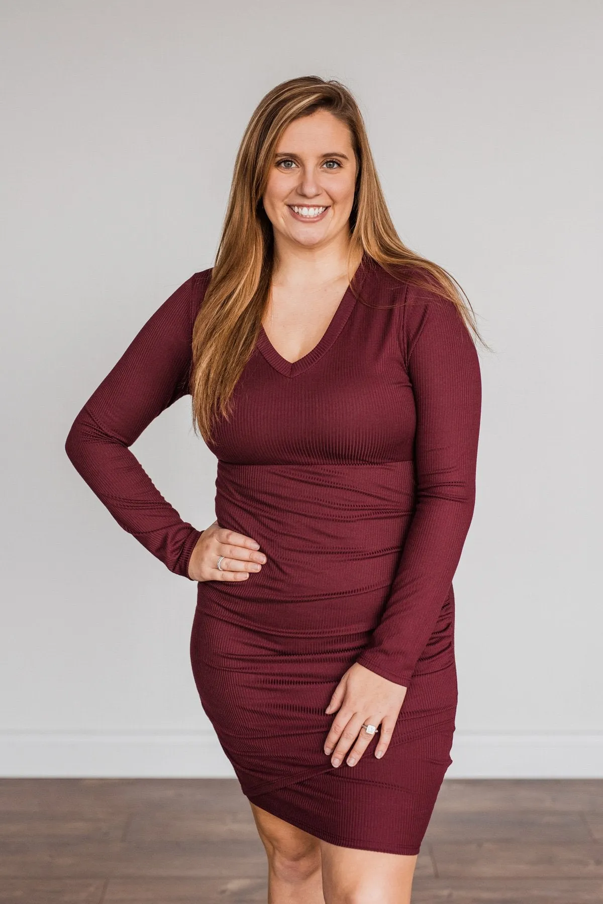 Divine Life Long Sleeve Dress- Wine