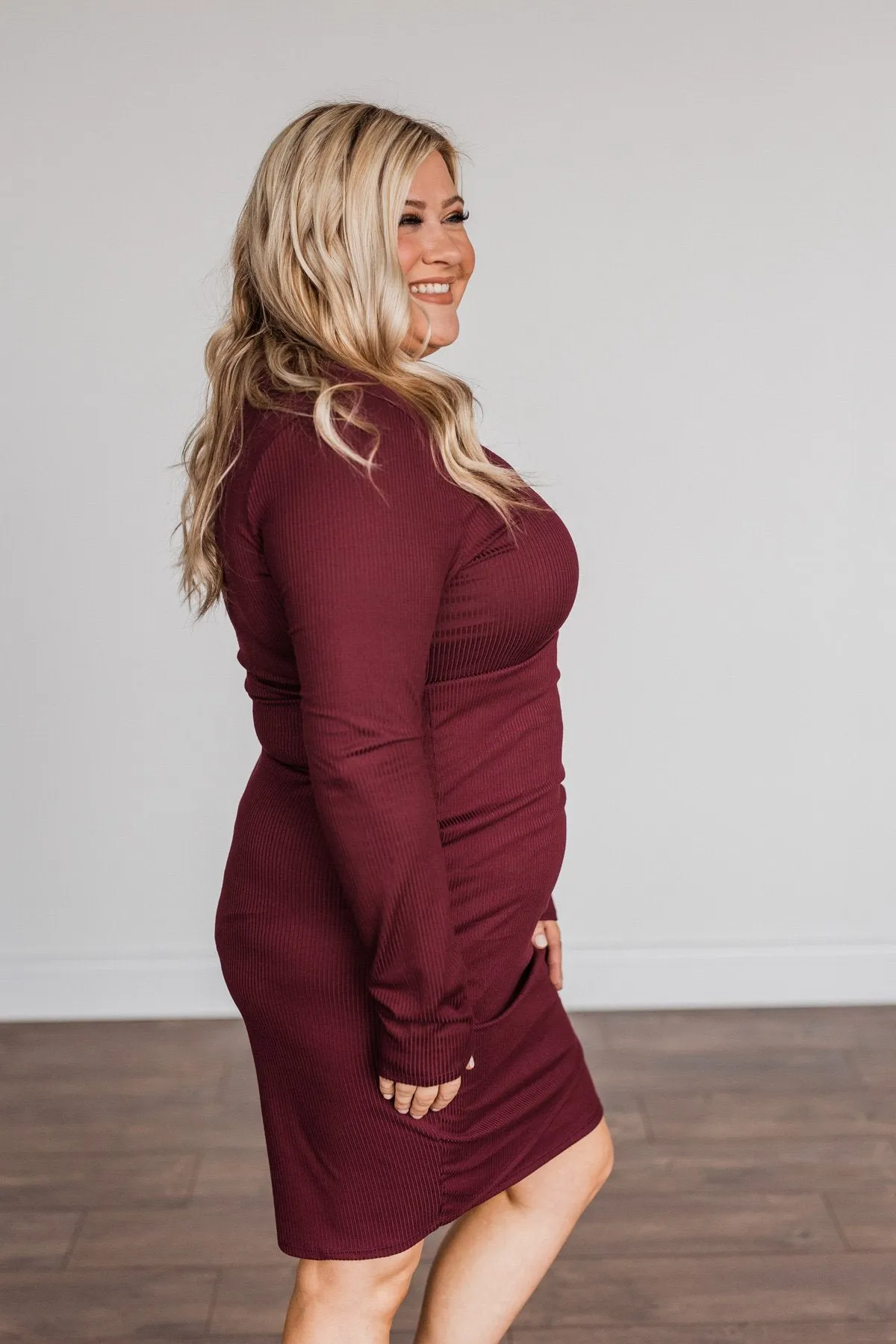 Divine Life Long Sleeve Dress- Wine