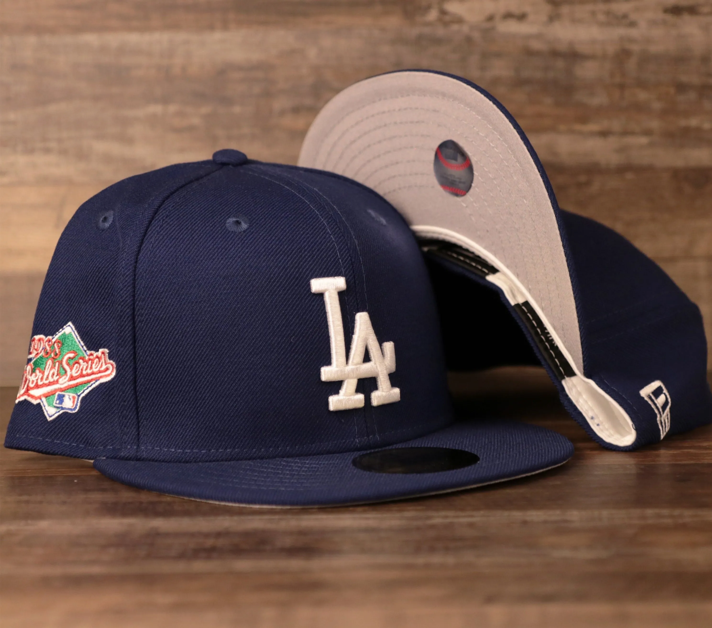 Dodgers Grey Bottom Fitted Cap | Los Angeles Dodgers 1988 World series Side Patch Gray Underbrim Fitted Hat