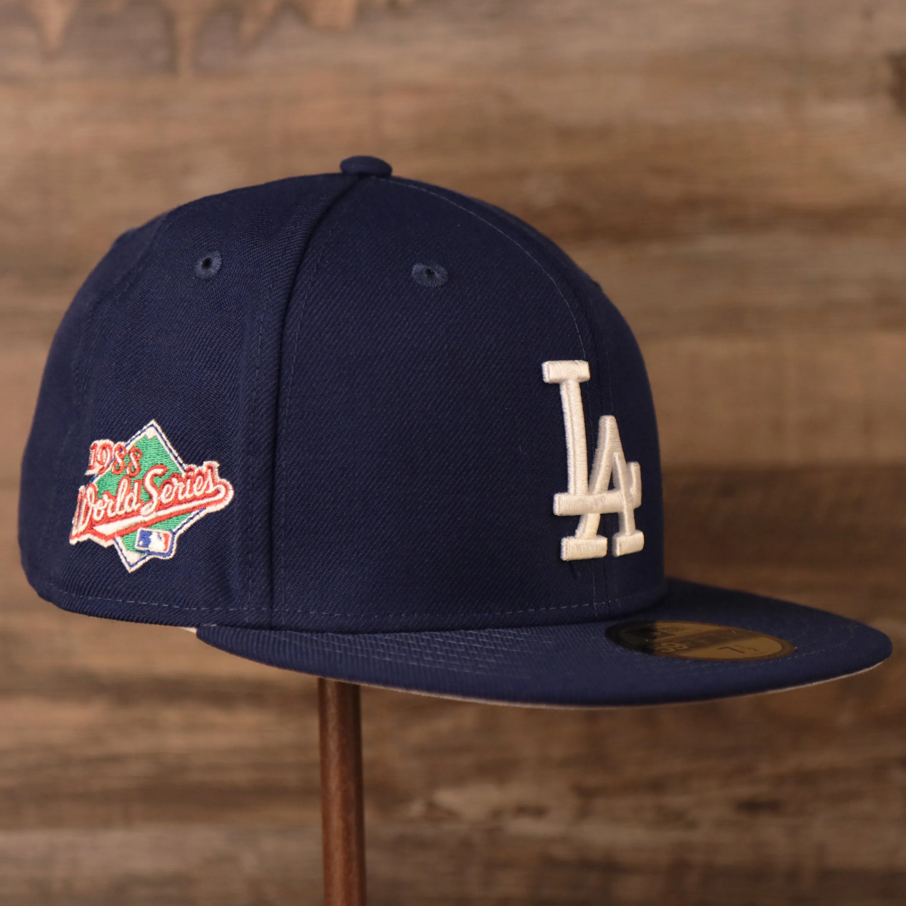 Dodgers Grey Bottom Fitted Cap | Los Angeles Dodgers 1988 World series Side Patch Gray Underbrim Fitted Hat