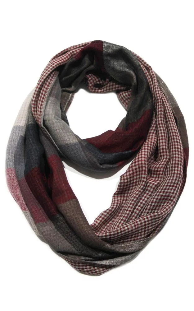 EAS7339 Color Block 2 Sided Infinity Scarf