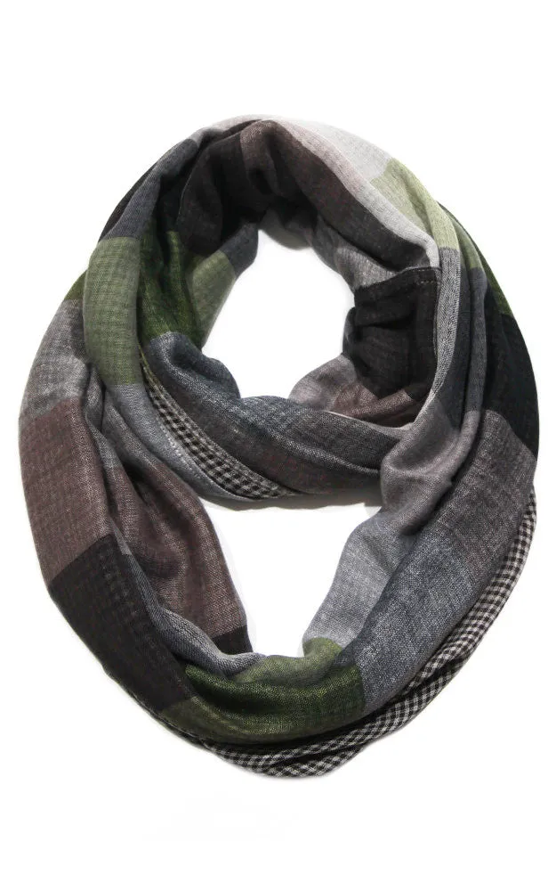 EAS7339 Color Block 2 Sided Infinity Scarf