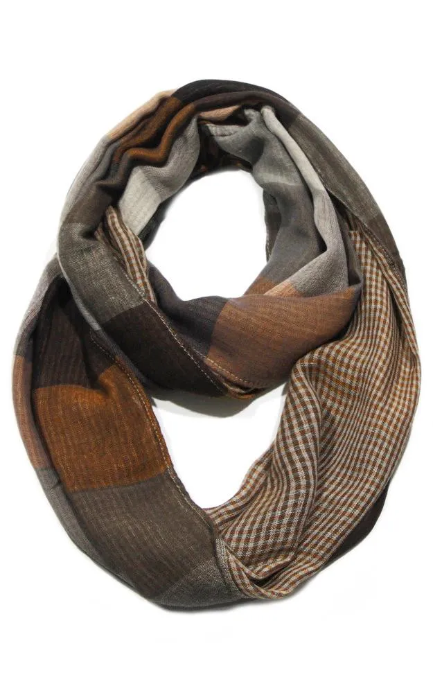 EAS7339 Color Block 2 Sided Infinity Scarf