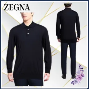 Ermenegildo Zegna  |Cashmere Silk Long Sleeves Plain Oversized Luxury