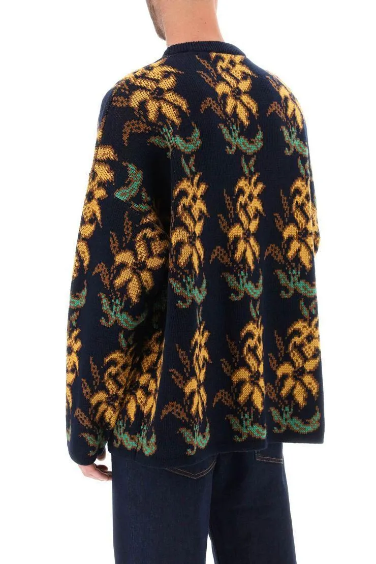 ETRO  |Crew Neck Flower Patterns Wool U-Neck Long Sleeves Logo